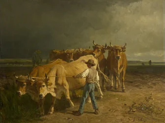 Plöjande oxar, 1860