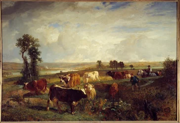 Utsikt från höjderna av Suresnes (Hauts de Seine). Målning av Constant Troyon (1810-1865)