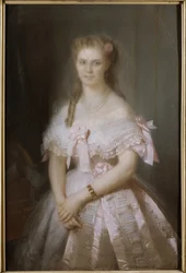 Porträtt av Christine Nilsson (1843-1921), av Brochart, Constant Joseph (1816-1889). Pastell på kartong. Mått: 117x80 cm. Nationalmuseum Stockholm