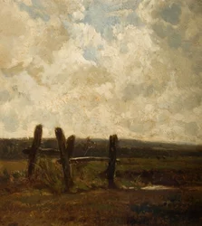 Landskap med en förgrund av Meadowland, 1830-1865.
