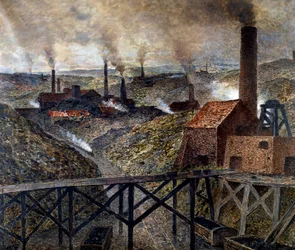 I Black Country. Industriellt landskap med fabriker och skorstenar.