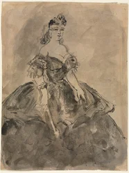 På Ball recto, La femme à l’eventail, efter Goya verso, 1800-talet.