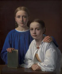 Meta Magdalene Hammerich och konstnärens dotter Kristiane Konstantin Hansen, 1861