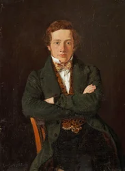 Porträtt av Martin Hammerich (1811-1881), senare professor, porträtt i tre fjärdedels längd, en face