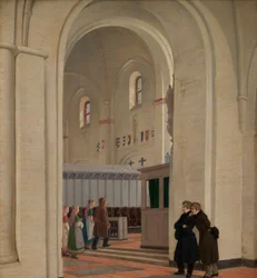 Interiören av St Bendts kyrka i Ringsted, 1829