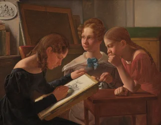 Tre unga flickor. Konstnärernas systrar: Alvilde, Ida och Henriette, 1827
