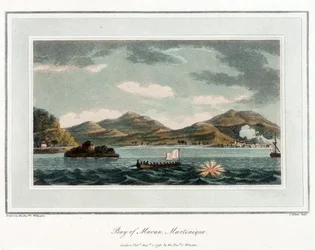 Maran Bay på Martinique. Litografi (56,6x43,4 cm), av Reverend Cooper Willyams (1762-1816)