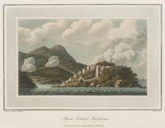 Pigeon Island i Martinique. Litografi (56,6x43,4 cm), av Reverend Cooper Willyams (1762-1816)