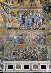 The Last Judgment Down Satan äter jävlarnas själar - Detalj av mosaikerna, ca1270