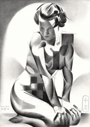 Kontemplativ art déco-figur