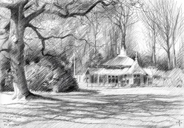 Skiss av parkpaviljongen