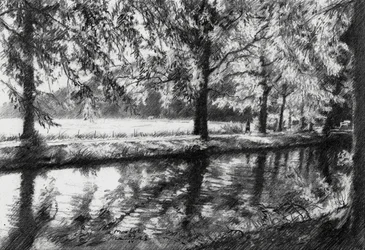 Fridfulla reflektioner vid floden
