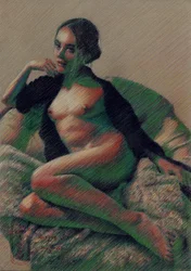 Sensuell liggande nakenmodell