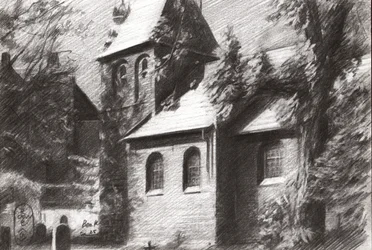 En ensam figur på kyrkogården