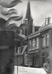 En stiliserad stadsgata