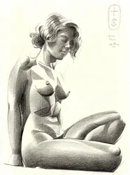 Stiliserad sittande nakenfigur