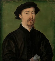 Porträtt av en man med handskar, 1540-45.