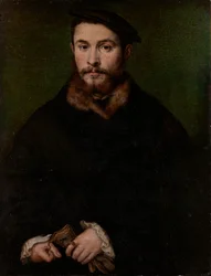 Porträtt av en man med handskar, ca. 1535.