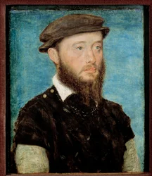 Porträtt av Jean de Bourbon Vendome, greve av Soissons och Enghien (1528-1557) Trämålning av Corneille De Lyon (Corneille de La Haye) (1500/1510-1574)