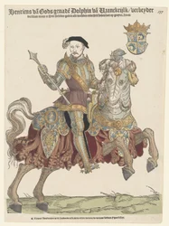 Porträtt av Henrik II av Frankrike till häst