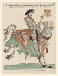 Porträtt av hertig Willem van Cleves, Jülich och Berg, greve av Mark, Lord of Ravenstein till häst