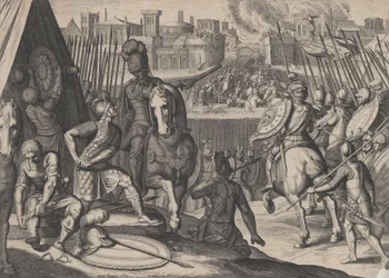 Plåt 2: Staden Rom tagen av konstapel av Bourbon, från Karl V:s triumfer, 1614.