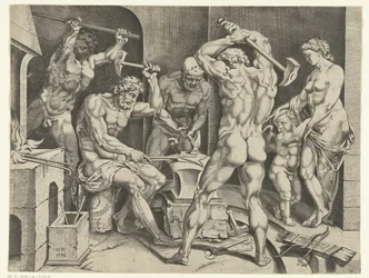 Venus och Amor i Vulcans verkstad
