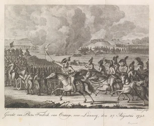 Prins William George Frederik vid slaget vid Lannoy, 1793 Slaget vid Prins Fredrik av Orange, före Lannoy, 27 augusti 1793 (titel på objekt)