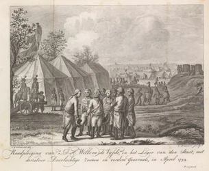 William V med sina söner i armélägret, 1794 Samråd med Z.D.H. William den femte, i statens armé, med sina fridfulla söner och andra generaler, i april 1794 (titel på objekt)