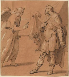 Ängeln som uppenbarar sig för centurionen Cornelius, sent 1590-tal (penna och bläck)