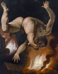 Ixions fall (Lapithernas kung faller naken ner i helvetets eld), ca 1588 (olja på duk)