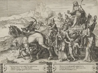 Ödmjukhetens triumf, från The Cycle of the Vicissitudes of Human Affairs, skylt 7, 1564.