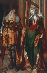 Kejsar Konstantin och St Helen, målade på trä
