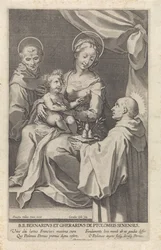 Jungfru och barn och Sankt Bernard av Siena och Sankt Gerardus
