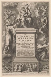 Tronande Maria med barn Titelsida för: B. de los Rios, De hierarchia Mariana libri sex, Antwerpen: 1641