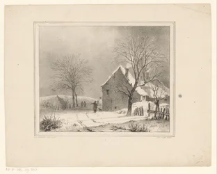 Hus i snöigt landskap