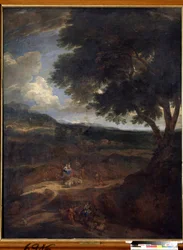 "Jacobs återkomst till Kanaans land med sina fruar och barn" (Jacobs återkomst) Målning av Constantinus Cornelis Huysmans (1648-1727) Statens konstmuseum, Tula, Ryssland