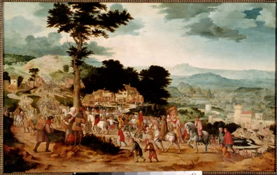 Golgatamålningens väg av Cornelis Massys (1508-1580) 1500-talets Prag, Nationalgalleriet