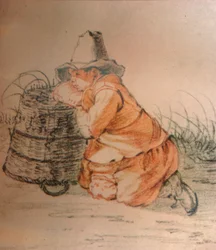 En pojke vilar på en korg, 1600-talet, 1929