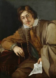 "" Autoporträtt "" (Självporträtt) Målning av Cornelis Hermansz Saftleven (vers 1607-1681) Olja på koppar, Dim 21,1x15,5 cm Fondation Custodia