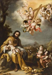 Sankt Josef och Kristusbarnet före det heliga korset, ca 1670.