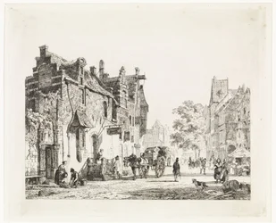 Stadsbild med hästvagn