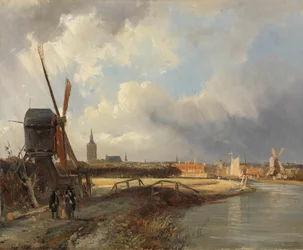 Utsikt över Haag Utsikt över Haag från Delftse Vaart på 1600-talet