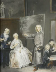 Landskapsmålaren Dirk Dalens III (1688-1753) med sin andra hustru Maria Schaack (d. 1766) och barnen Anna (född 1725), Willem (1737-60) och Jacobus (1741-63)