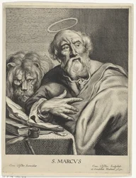 Evangelist Mark med lejon S. MARCVS (titel på objekt) Fyra evangelister (serietitel)