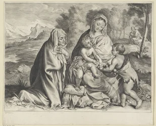 Landskap med den heliga familjen, Johannes Döparen och Elizabeth