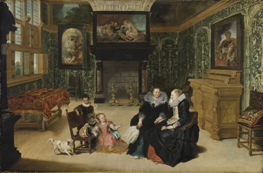 Interiör, kallad ""Rubens salong"", av Vos, Cornelis de (1584-1651). Olja på trä. Mått: 75x115cm. Nationalmuseum Stockholm