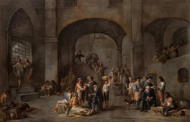 Besöka fångarna (Ur en cykel med de sju barmhärtighetsverken). Omkring 1640