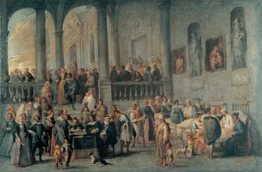 Att besöka de sjuka av Wael, Cornelis, från (1592-1667). Olja på duk, storlek: 99x152, ca. 1640, Strada Nuovas museum, Genua