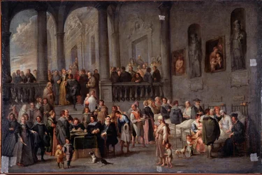 "Besök de sjuka" Målning av Cornelis De Wael (1592-1667) (ec flam) efter 1625 Dim 100x150 cm Genes, Musei di Strada Nuova (tidigare Palazzo Bianco)